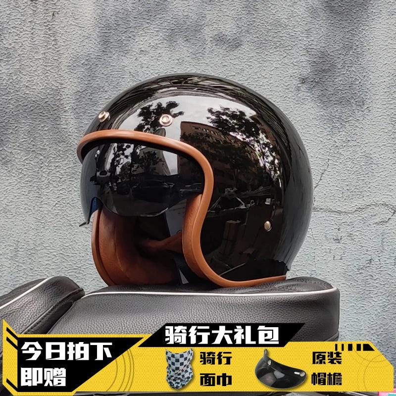 ORZ Retro Open Face Helmet 3-4 - Unisex DOT Certified
