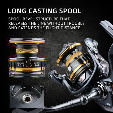 BEARKING Saltwater Spinning Fishing Reel 1000-6000 9+1BB 5.2:1 Max Drag 12KG Waterproof