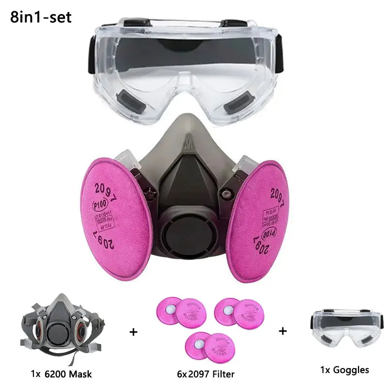 6200 Dust Gas Respirator Half Face Dust Mask With 2097 Filter For