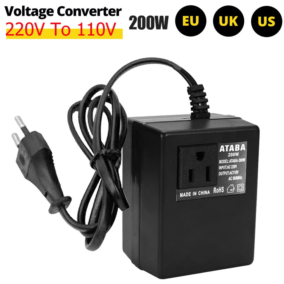 200W Konwerter Napięcia 220V Na 110V Zmniejszający Adapter Podróżny