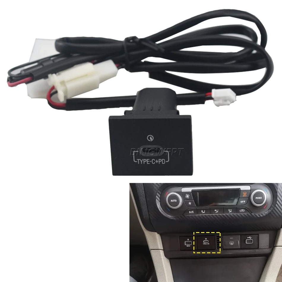 Tomada de Carregador de Carro com QC3.0 Type-C PD USB para Ford Focus 2 Mk2 2009-2011
