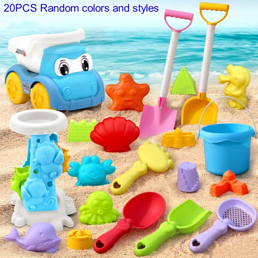 Complete Kids Beach Play Set: ATV, Sand Digging, Water Toys, Bucket, Shovel &amp; Hourglass - Ideal for Ages 3-6, Random Colors 20pcs / CHINA