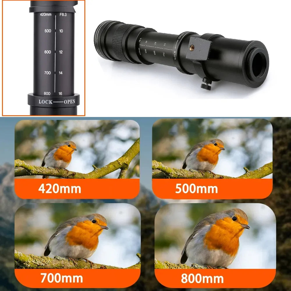 Lightdow Telephoto Lens 420-800mm f 8.3 &ndash; Super Telephoto Zoom for DSLR Cameras