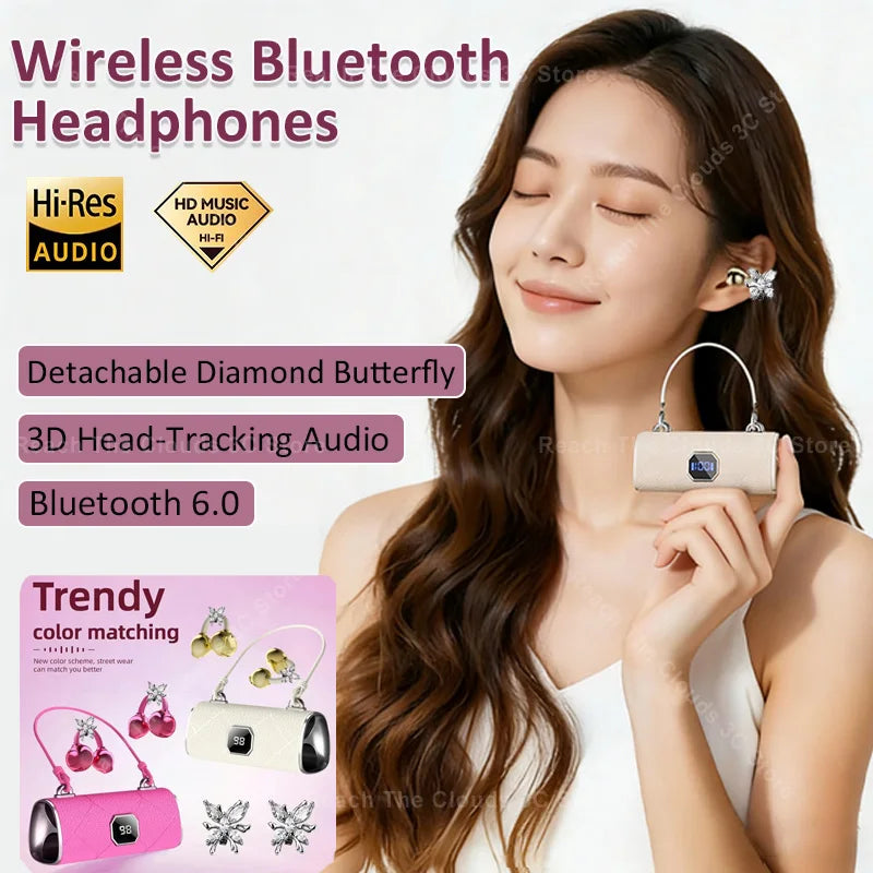 Ασύρματα ακουστικά Bluetooth με κλιπ, ενεργή ακύρωση θορύβου, κλιπ αυτιών σε σχήμα πεταλούδας, χαμηλή καθυστέρηση