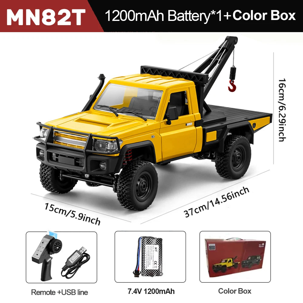 MN82T RC Crawler - All Terrain 4WD Remote Control Car Yellow Color box