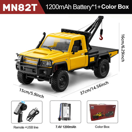 MN82T RC Crawler - All Terrain 4WD Remote Control Car Yellow Color box