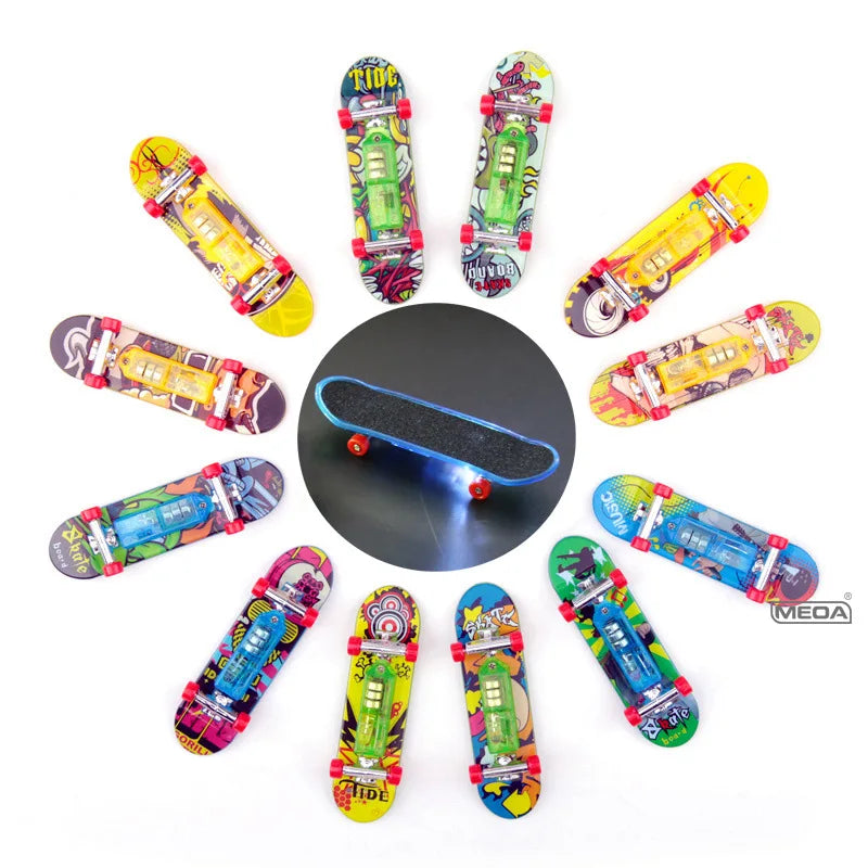 Luminous Metal Bridge Finger Skateboard Set &ndash; Illuminated Fun