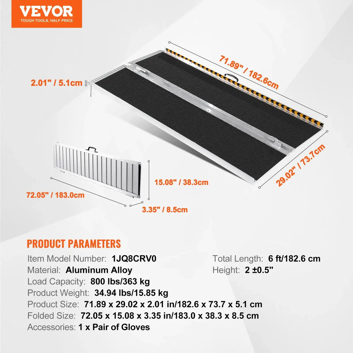 Portable Wheelchair Ramp - Non-Slip Design 72in / france