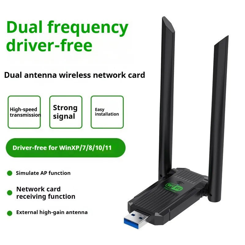 Adaptateur WiFi double bande USB 2.0 600Mbps avec 5GHz pour Windows XP, 7, 8, 8.1, 10