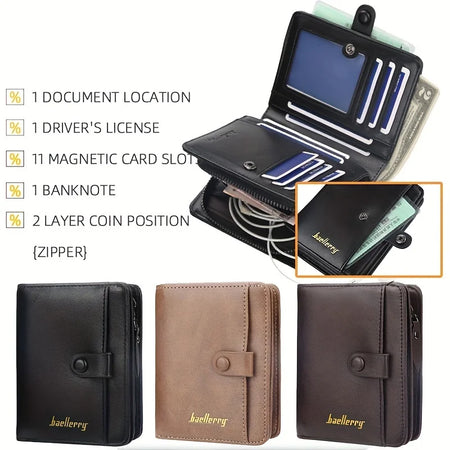 Personalised PU Leather Zipper Coin Pocket Wallet for Men