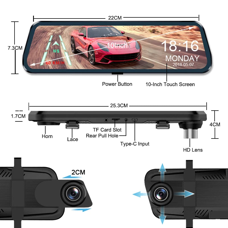 ACCEO 2.5K Dashcam Auto GPS Mirror DVR - WiFi Parking