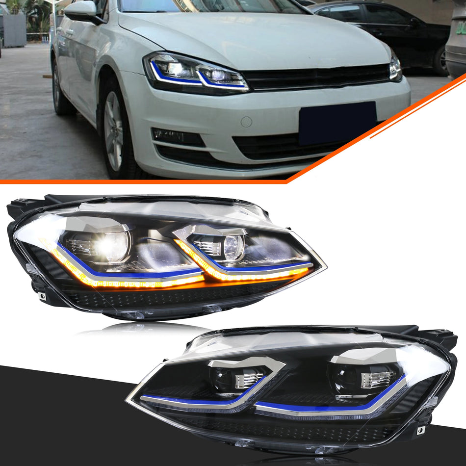 Fari Full LED Xunder per Volkswagen Golf 7 MK7 2013-2017 con Indicatore di Direzione Sequenziale Lampada Anteriore Assemblata