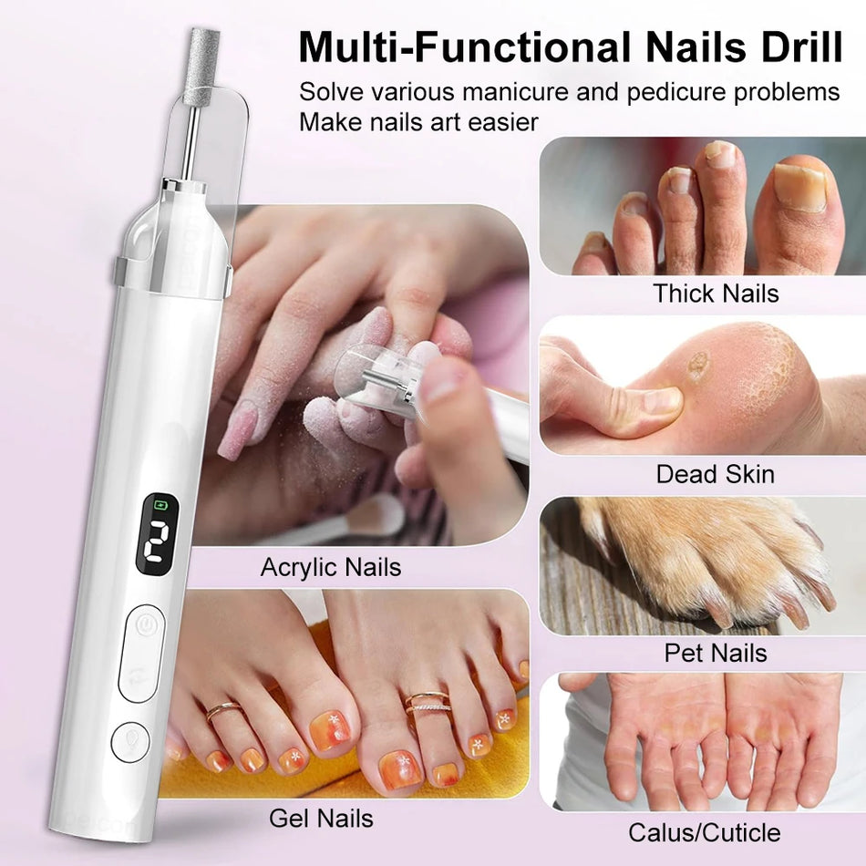 Rechargeable Nail Drill Machine with UV Lamp for Manicure, Electric File