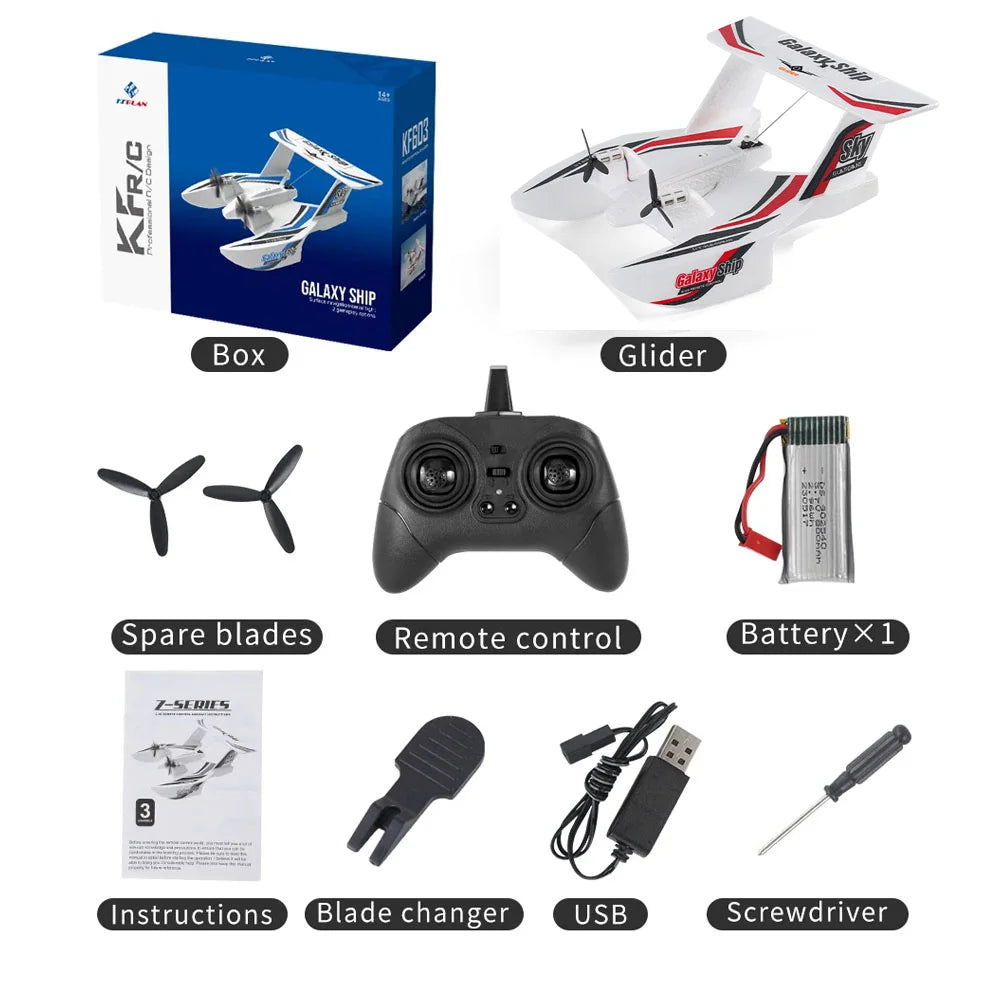 Amphibious Waterproof RC Glider &ndash; Gyro Stabilized Flight KF603-Red