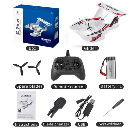 Amphibious Waterproof RC Glider &ndash; Gyro Stabilized Flight KF603-Red