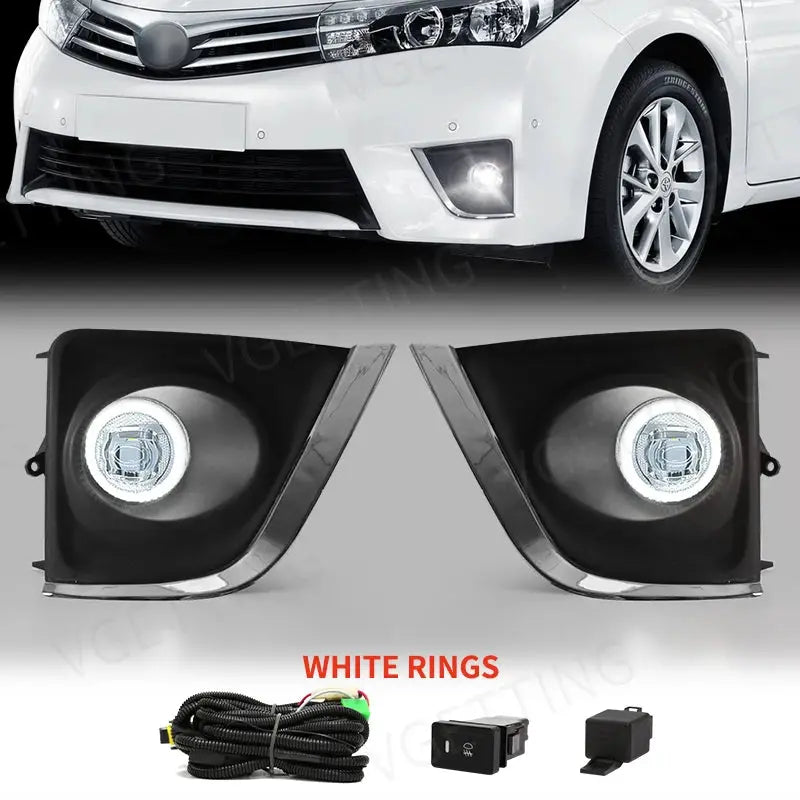 For Toyota Corolla Altis 2014 2015 2016 Fog Lights Lamp LED DRL Daytime Running Assembly Wires Switch Harness Accessories by InterCyprus Trading Ltd