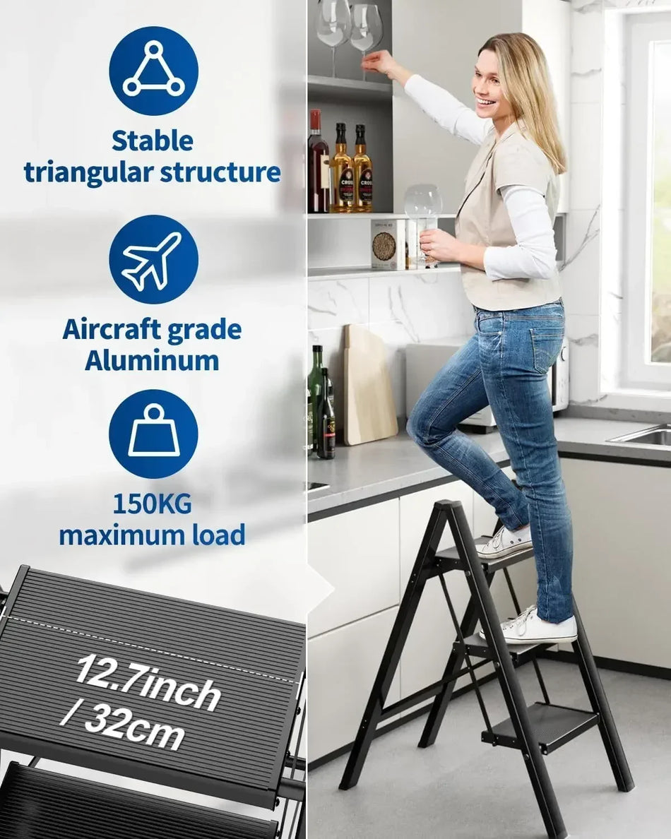 Aluminijasta zložljiva lestev prenosna široke stopnice varnost