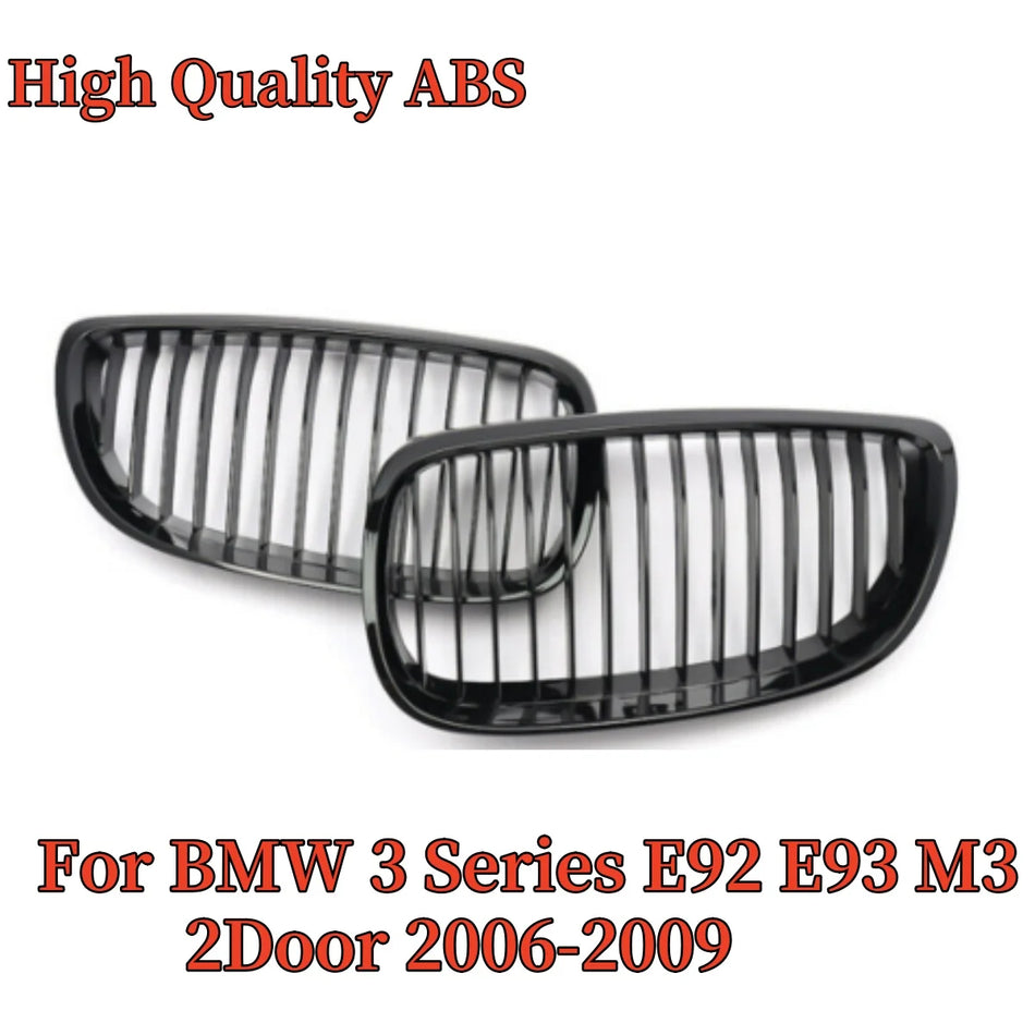 Front Grille for BMW 3 Series E92 E93 M3 ABS Single Slat Replacement Direct Fit No Drilling