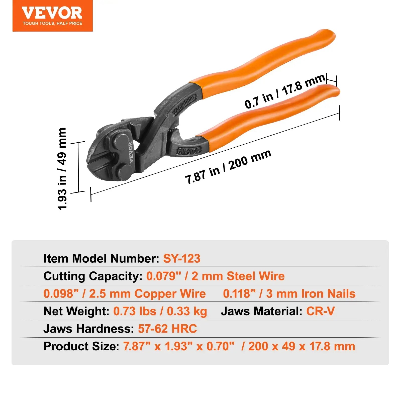 Bolt Cutter 8in 14in 18in 24in &ndash; Adjustable Jaw 8in Unadjustable / GERMANY