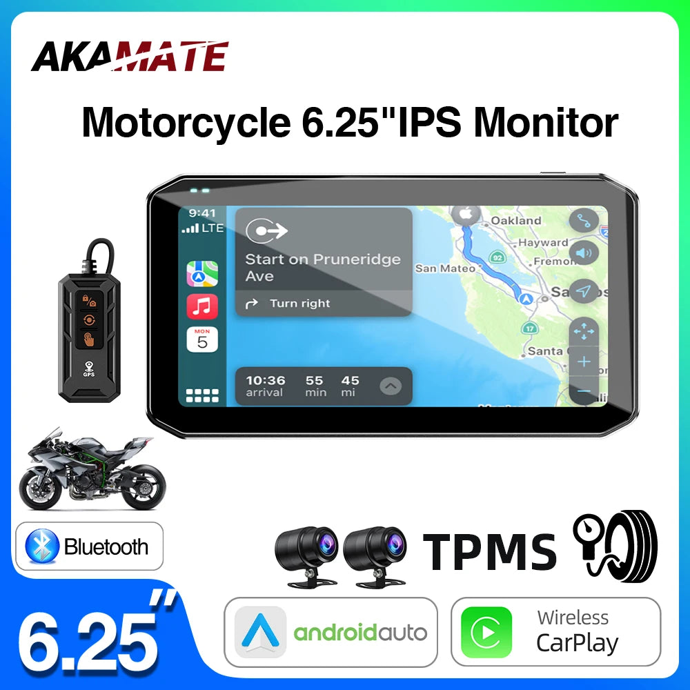 Motorcycle Recorder CarPlay Android Auto 6.25Inch &ndash; Remote