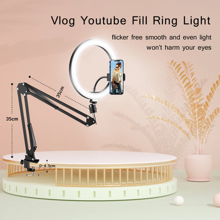 BTFOOR LED Circle Fill Lighting Ring Light with Phone Tripod Stand for Makeup and Photography