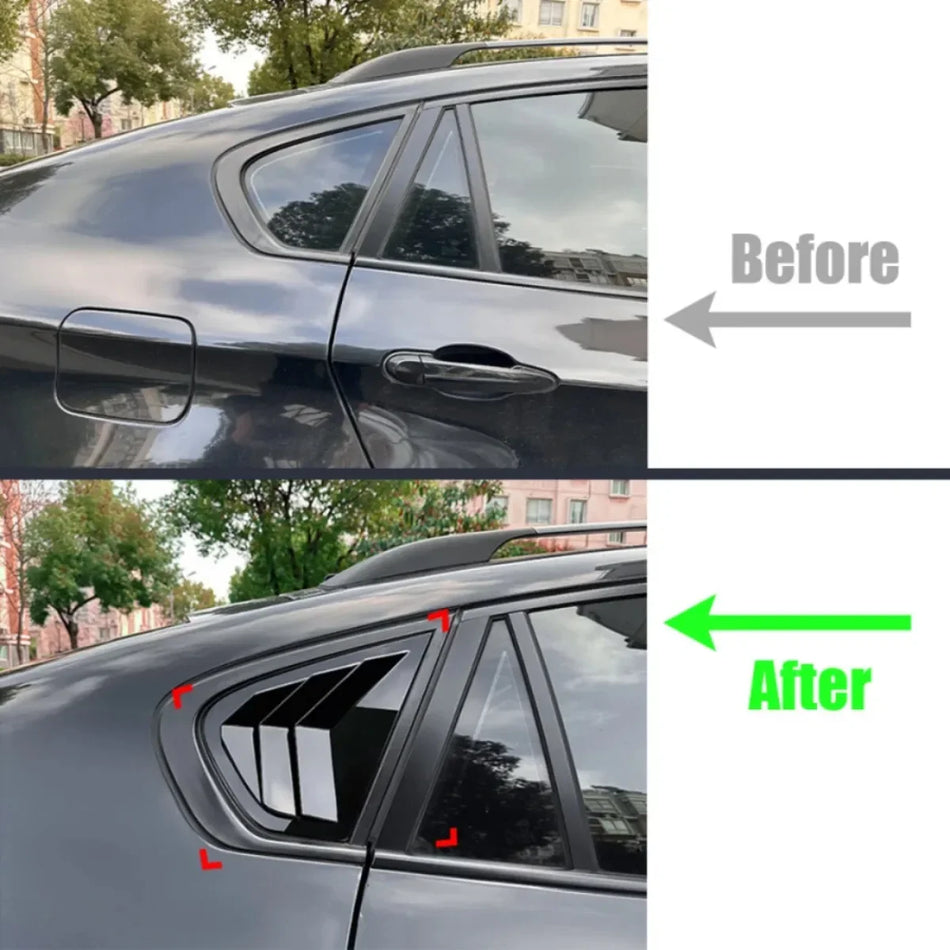 X6 Louver For BMW X6 E71 E72 2008-2014 Car Side Rear Window Louver Paste Type Carbon Fiber/Glossy Black Decorative Window Vent