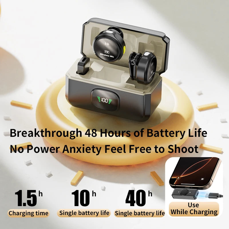 CrownQu Wireless Lavalier Microphone &ndash; Magnetic Noise Reduction with Charging Box