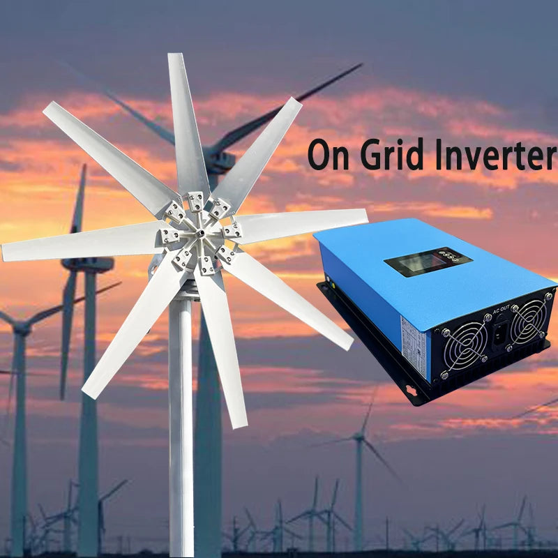 Turbina Eolica Orizzontale Europea 3000W Inverter 12V 24V 48V
