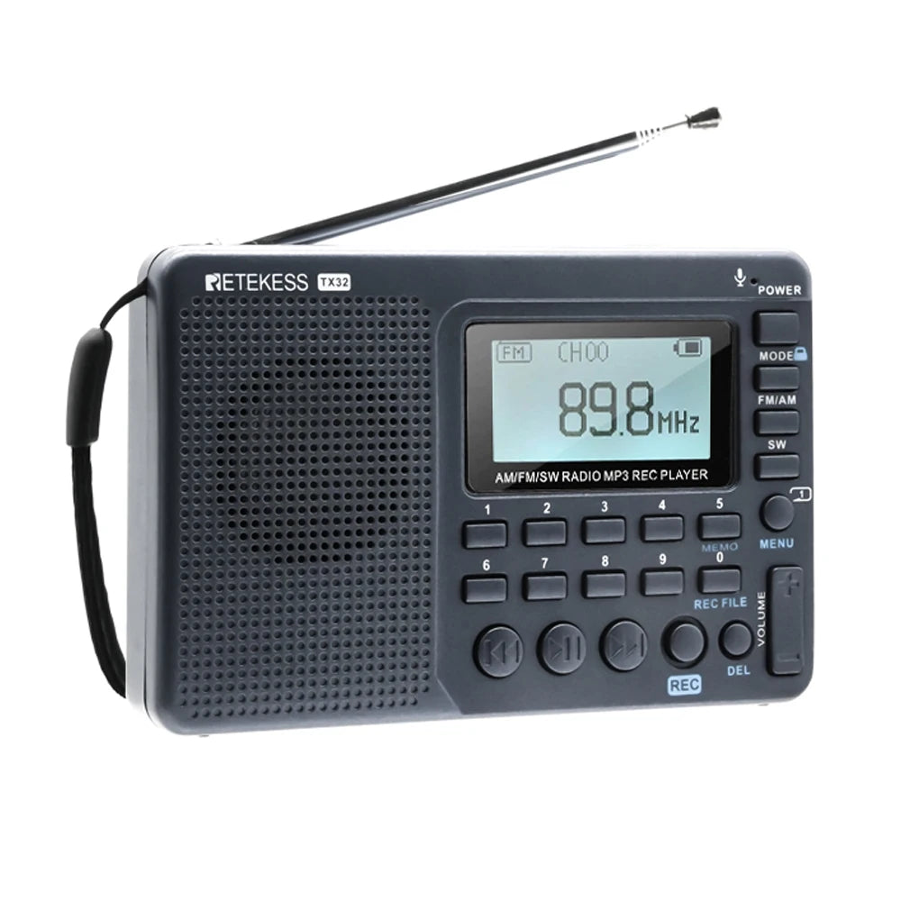 RETEKESS V115 Portable Radio with Rechargeable Battery and AM/FM/SW Function blue