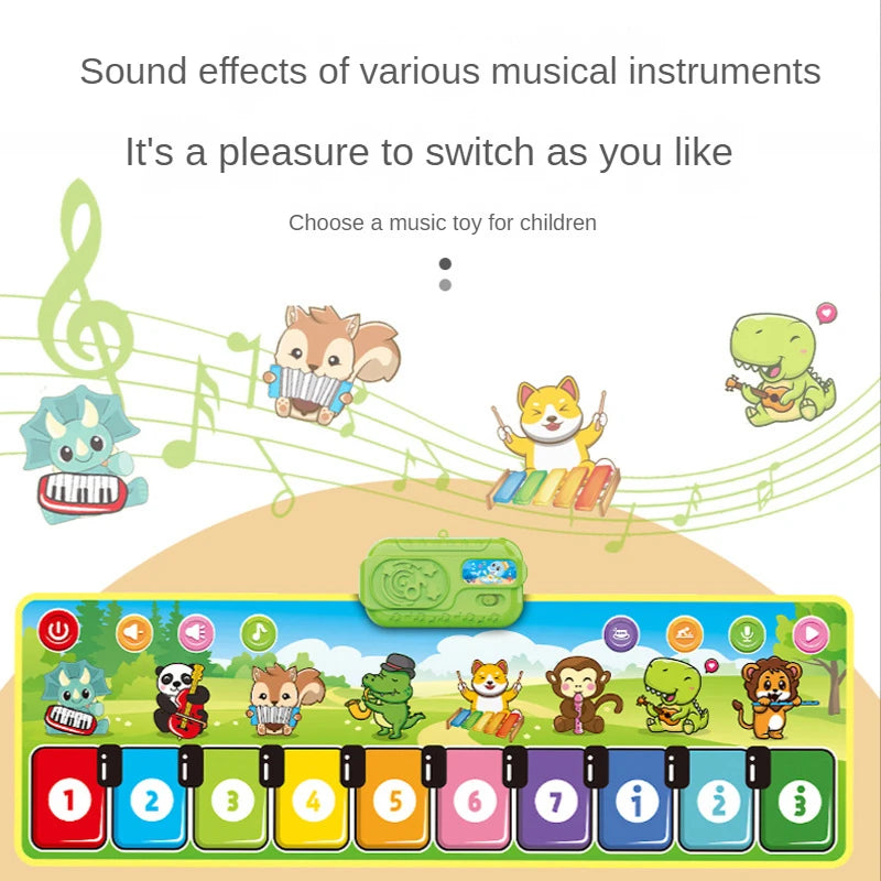 Musical Piano Mat 110x36cm &ndash; Educational Toddler Keyboard with 8 Instrument Sounds