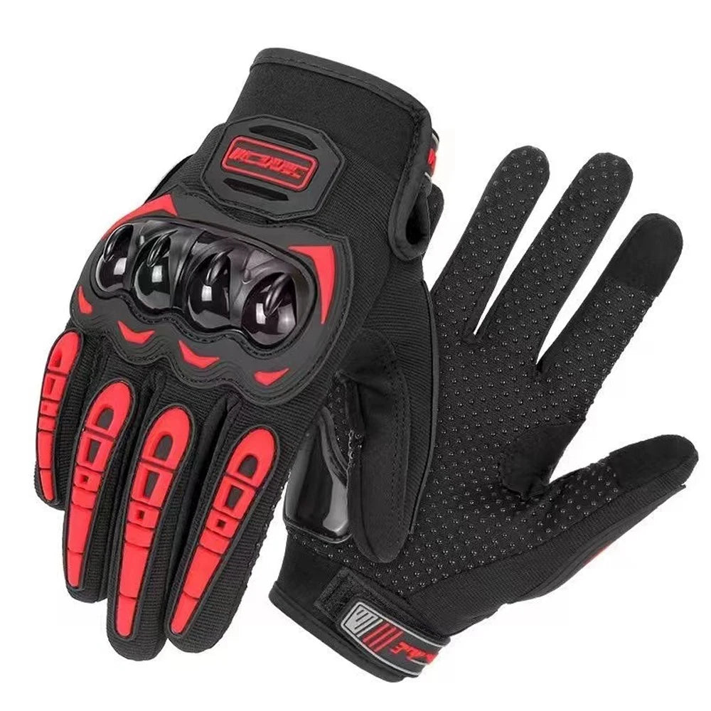 Breathable Full Finger Motorcycle Gloves for Men and Women Red / M