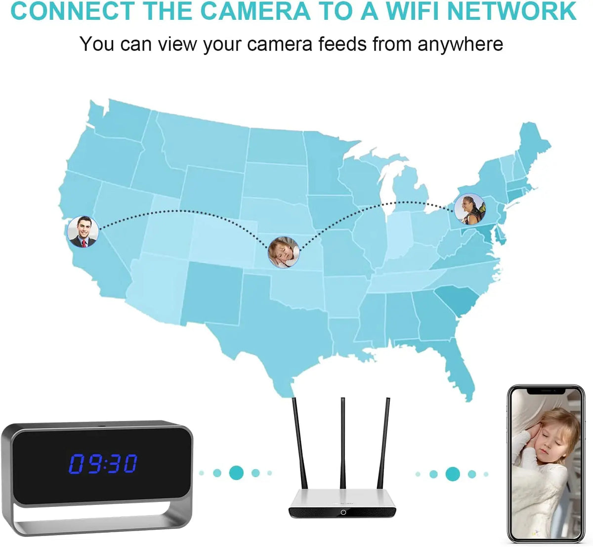 1080P Mini Camera Clock &ndash; Covert WiFi Security with Night Vision