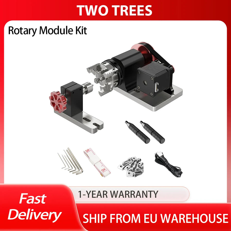 Kit de Módulo Rotativo CNC de 4º Eixo Two Trees para Laser TTC450, Revestimento Resistente à Ferrugem, Mandril Estável de Três Garras, Garras Duráveis