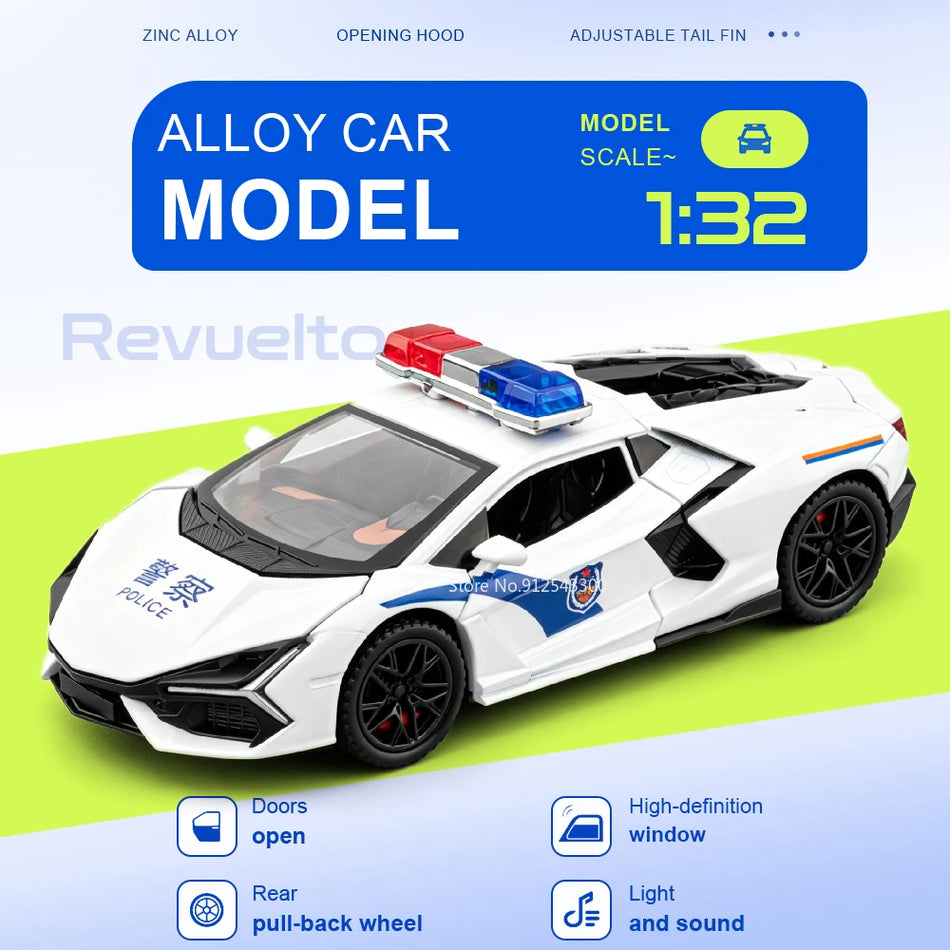 Mașină de poliție din metal diecast 1:32 pentru RMZ City Revuelto
