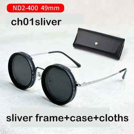 ND9 Retro Punk Sunglasses &ndash; Polarized UV Protection ch01 silver 49mm / CHINA