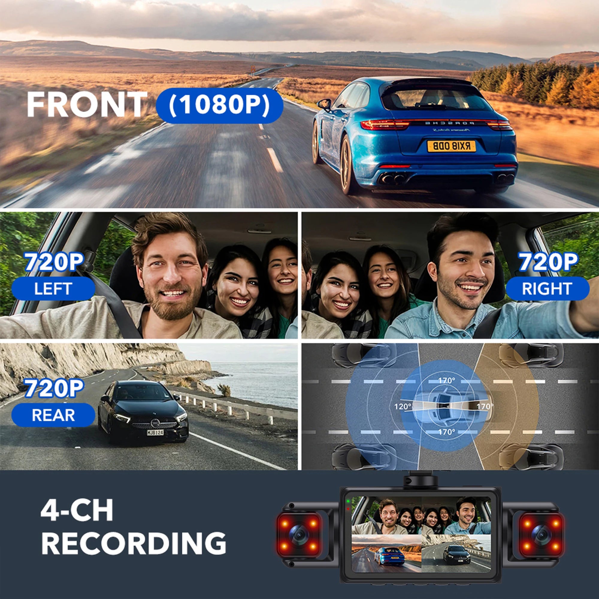 4 Channel WiFi Car Dash Cam