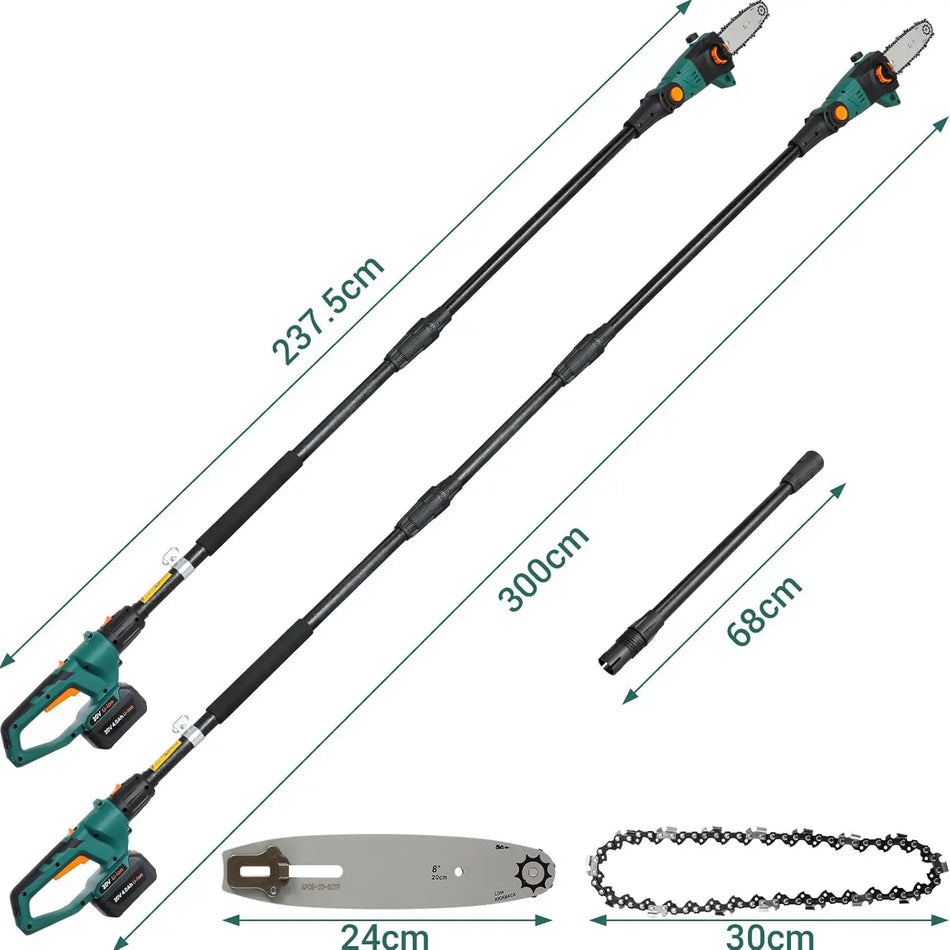Cordless Polesaw Pruner With Auto Tension 20V 4Ah Battery