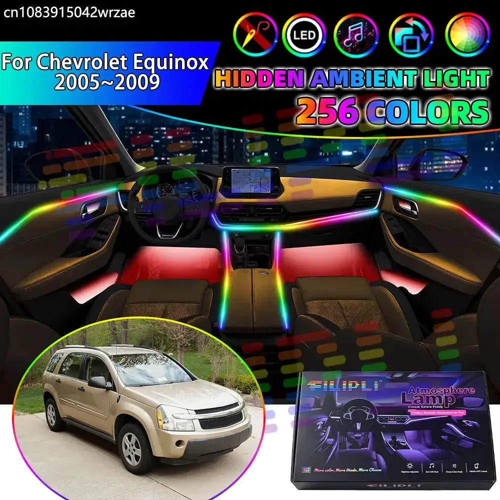 For Chevrolet Equinox 2005~2009 MK1 2006 RGB Car Interior Ambient Lights Strips Breathing Lighting Kit App Control LED strips by InterCyprus Trading Ltd