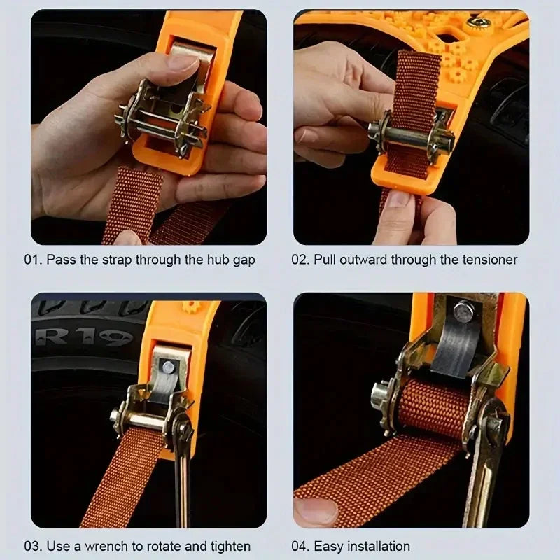 4 Pcs Car Anti Skid Snow Chains &ndash; 360 Degree Skid Grip