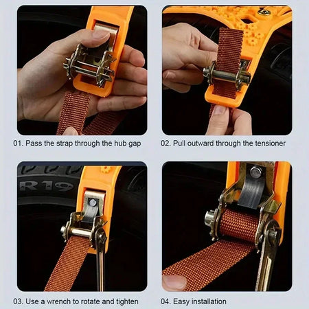 4 Pcs Car Anti Skid Snow Chains &ndash; 360 Degree Skid Grip