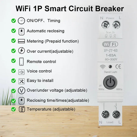 Tuya Smart WiFi/ZigBee Circuit Breaker with Energy Monitoring and Timer