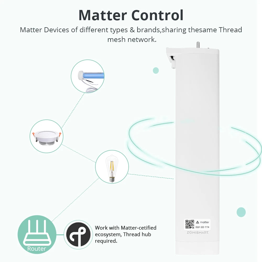 Zemismart Matter Over Thread Smart Curtain Motor Google Home App Samrtthings App Control Automatic Curtain System