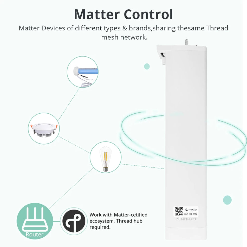 Zemismart Matter Over Thread Smart Curtain Motor Google Home App Samrtthings App Control Automatic Curtain System