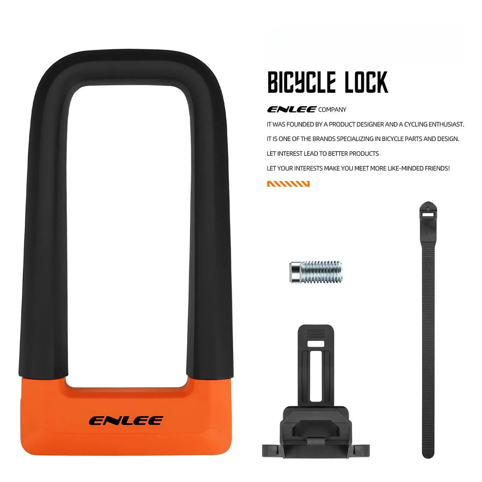 ENLEE New Heavy Duty U Lock for Bikes Reinforced Shackle Anti Hammer Anti Cut Bicycle Lock With Fixed Holder Cycling Safety Lock by InterCyprus Trading Ltd
