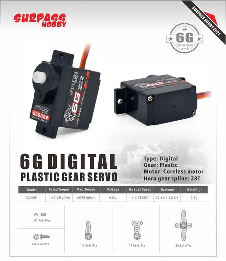 Surpass Hobby 2g 3.7g 4.3g 6g 8g Micro Digital Mini Servo Metal and Plastic Gear for Rc Drone Airplane Fixed-wing Car Robot by InterCyprus Trading Ltd