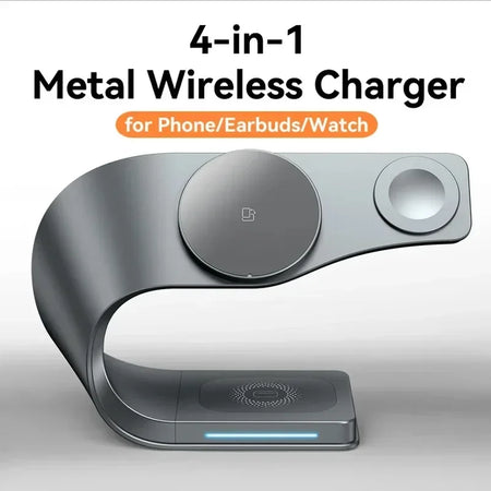 4 In 1 Metal Shell Wireless Charger &ndash; Magnetic Fast Dock