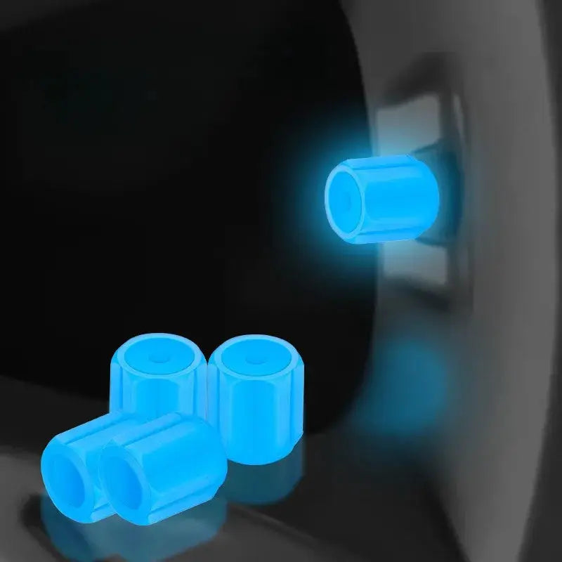 Glow In Dark Valve Caps 4 Pack Hexagonal ABS Wheel Dust Covers by InterCyprus Trading Ltd