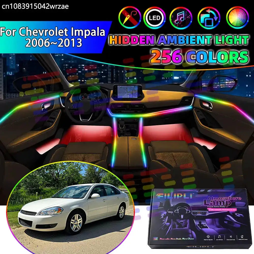 For Chevrolet Impala 2006~2013 MK9 9th 2007 RGB Car Interior Ambient Lights Strips Breathing Lighting Kit App Control LED strips by InterCyprus Trading Ltd