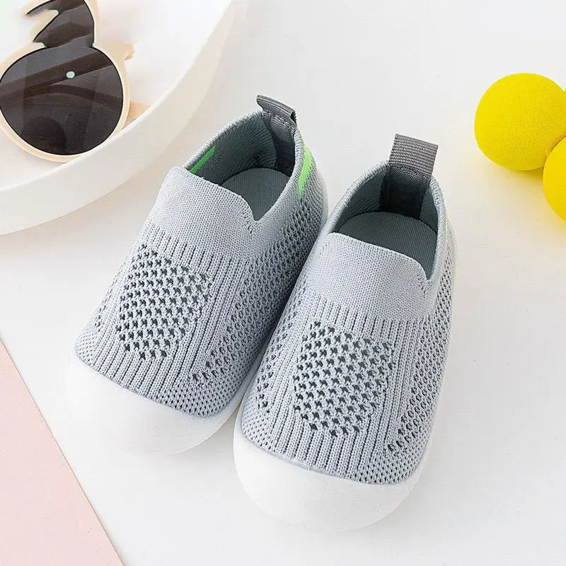 Baby Shoes Anti-slip Breathable Infant Crib Floor Socks with Soft Rubber Sole green / 15((insole12.5cm))
