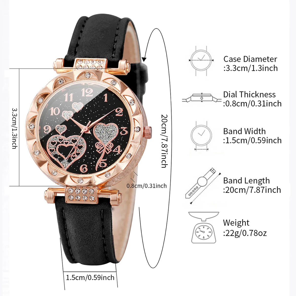 4PCS Women's Fashion Rhinestone Quartz Watch and Bracelet Set